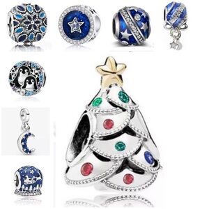 8 Christmas Tree Collection Bead Charm Bundle Sets - 8 Charms